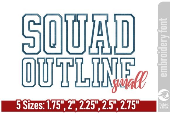 Squad Outline Embroidery Font – Small